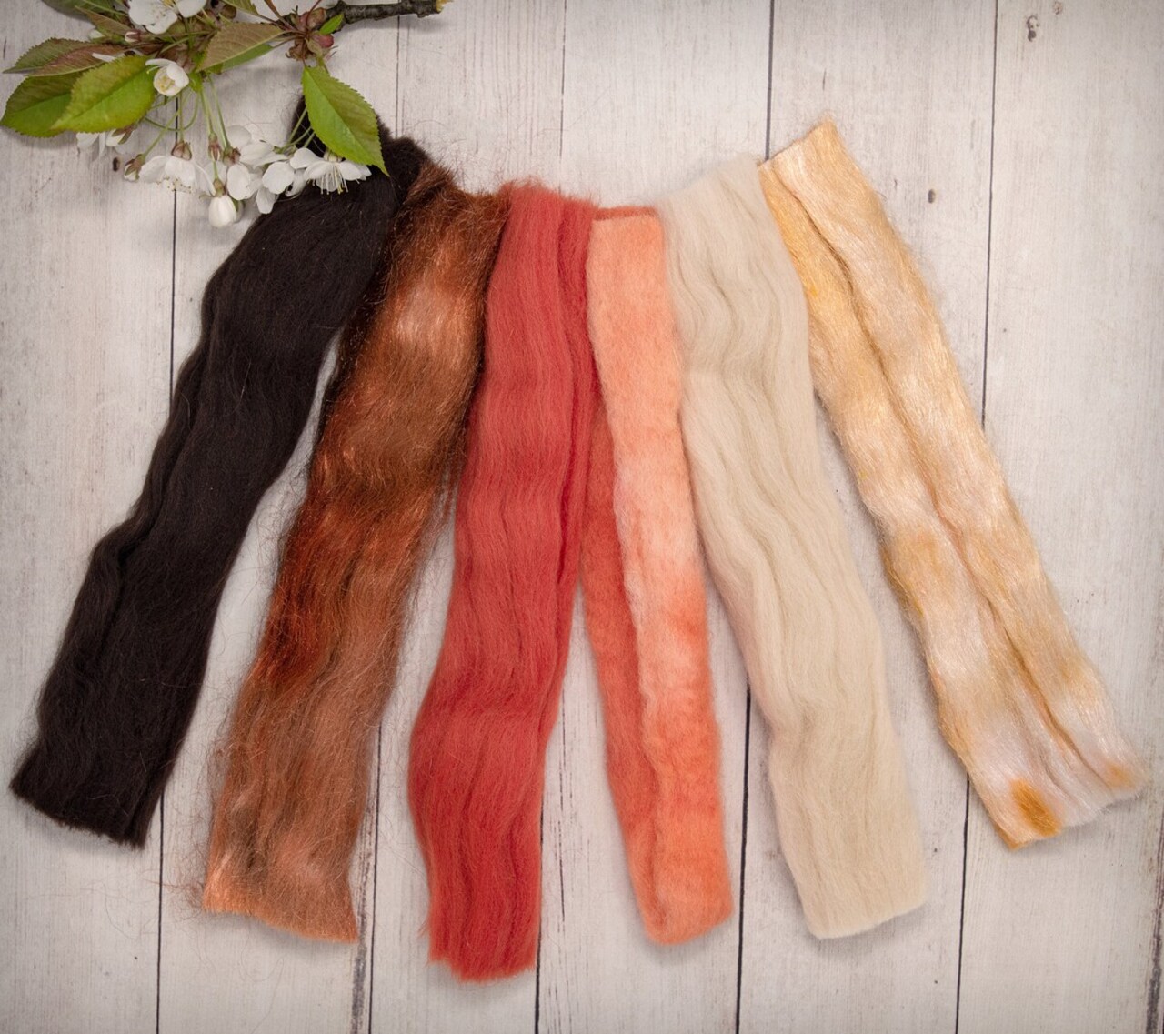 Multi Fiber Sampler - Super soft merino roving, hand dyed BFL wool & sparkling Firestar for felting, spinning, doll making